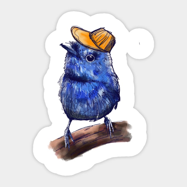 Birdy Blue Tit Sticker by JuicyCreations